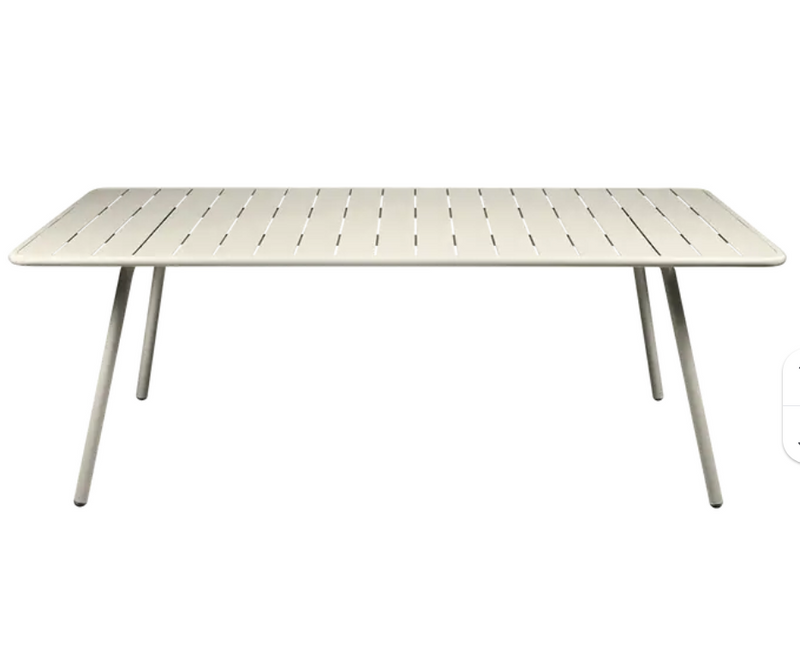 Load image into Gallery viewer, Clay grey Fermob Luxembourg outdoor table, 207x100 cm, with a sleek design, suitable for patio or garden outdoor furniture.
