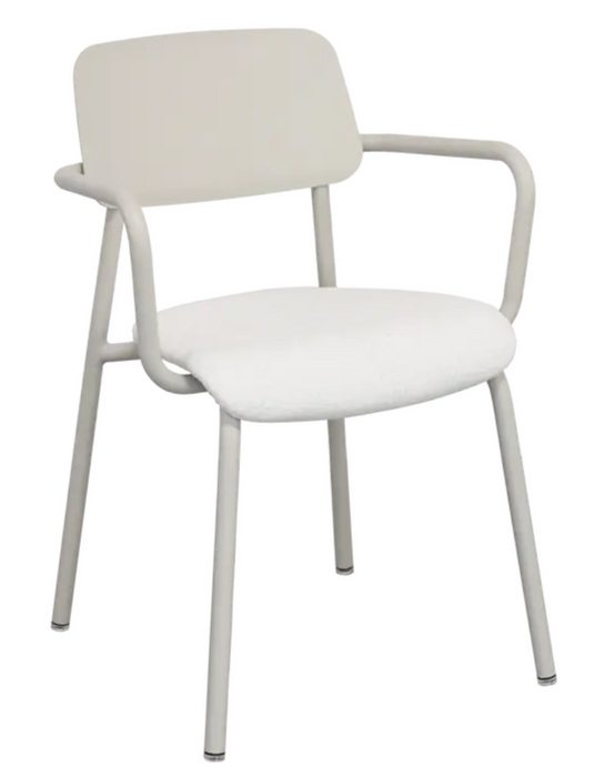 Clay grey Fermob Studie fabric armchair for office, featuring a modern design suitable for meeting rooms and professional settings.