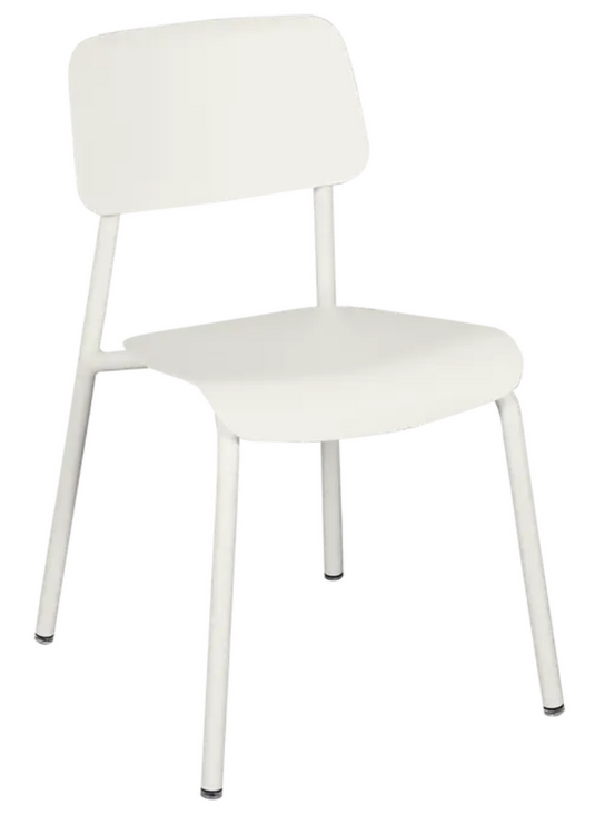 Clay grey Fermob Studie outdoor chair with a modern, ergonomic design and metal frame, suitable for garden or patio use.