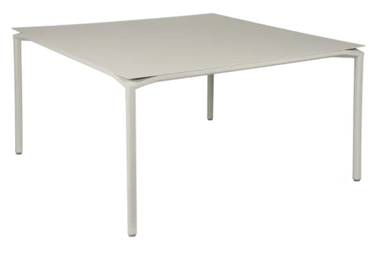 Fermob CALVI square metal dining table, 140x140 cm, eight seater with sleek design and sturdy construction.