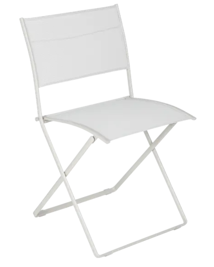 Load image into Gallery viewer, Fermob Plein Air folding chair in gray, outdoor furniture with a lightweight, portable design and metal frame.
