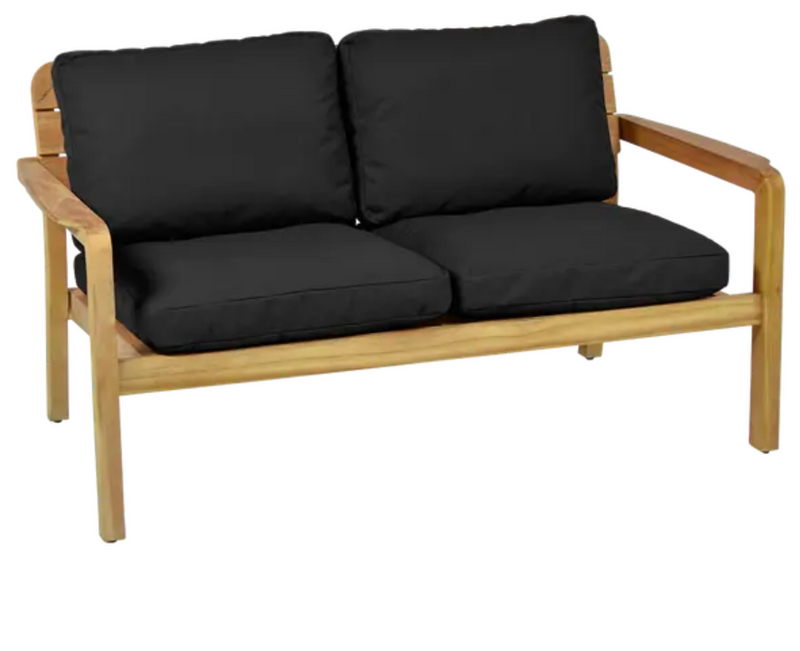 Load image into Gallery viewer, Vlaemynck LODGE solid teak 2-seater outdoor sofa with sleek design, ideal for garden or patio relaxation.
