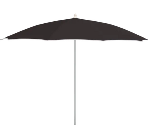 Fermob aluminium parasol with a 250cm diameter in coal color, designed for outdoor use, lightweight and durable.