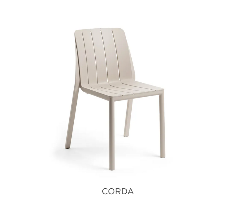 Load image into Gallery viewer, Nardi Tiberina Bistrot stackable outdoor chair with woven cord seat and metal frame, suitable for patio or garden seating.
