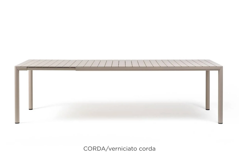 Load image into Gallery viewer, Nardi Tevere 210 extendable outdoor table with wooden slatted top and sturdy metal frame, ideal for garden or patio dining.
