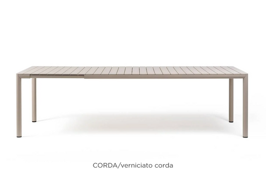 Nardi Tevere 210 extendable outdoor table with wooden slats and metal frame, perfect for garden or patio seating.
