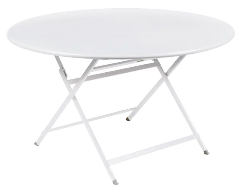 Load image into Gallery viewer, Fermob Caractère foldable metal table in cotton white, 128 cm diameter, eight-seater, ideal for indoor or outdoor dining.
