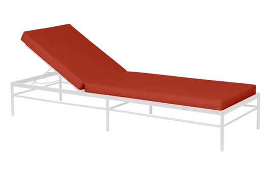 Cotton white Fermob Rivage luxury metal sunlounger with a sleek design, perfect for outdoor relaxation on a sunny day.