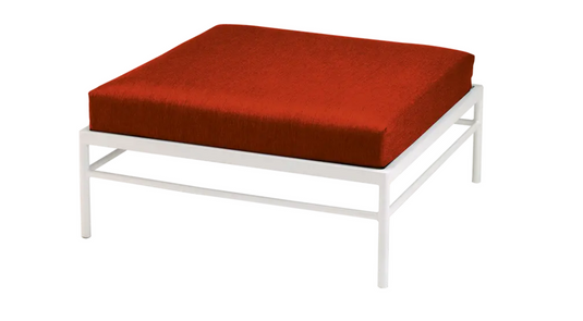 Cotton white Rivage Ottoman outdoor furniture by Fermob with metal frame, designed for stylish patio lounging.