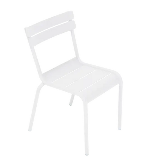 Fermob Luxembourg Kid Chair in cotton white, lightweight child’s seating with a modern design, suitable for restaurant or home use.