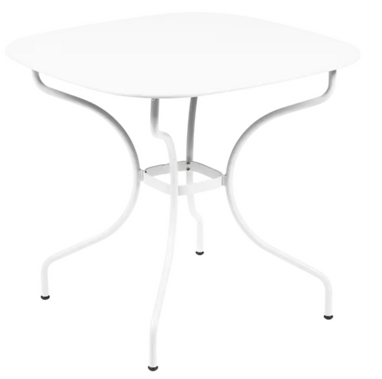 Fermob OPÉRA+ Carronde outdoor metal table in cotton white, 82x82 cm, suitable for garden or patio dining.
