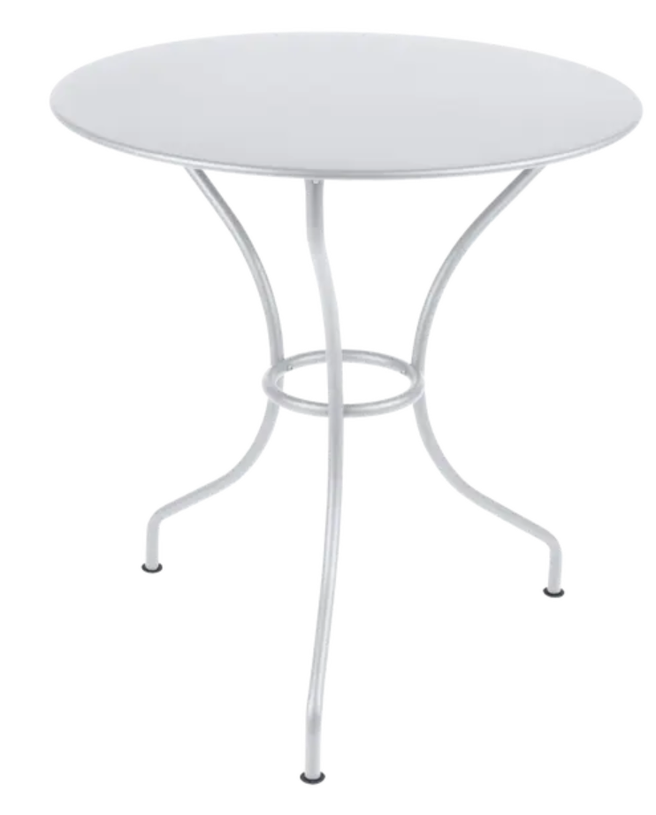 Load image into Gallery viewer, Fermob OPÉRA+ outdoor metal table with 67 cm diameter in white, suitable for patio or restaurant outdoor seating.
