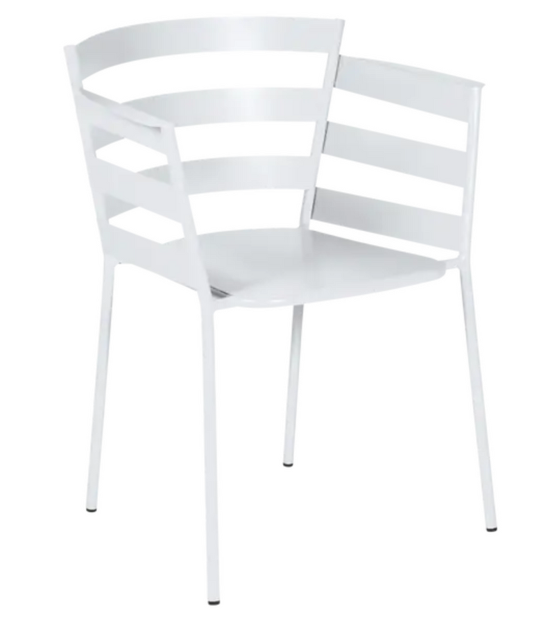 Load image into Gallery viewer, Cotton white Fermob RYTHMIC outdoor armchair with a modern design, featuring a spacious seat and metal frame.
