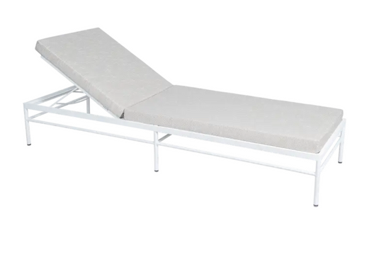 Cotton white wicker Rivage luxury sunlounger by Fermob featuring a metal frame and comfortable outdoor design.