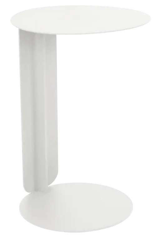 Cotton white Fermob Bebop offset table made of metal, outdoor furniture with yellow accents, ideal for garden or patio use