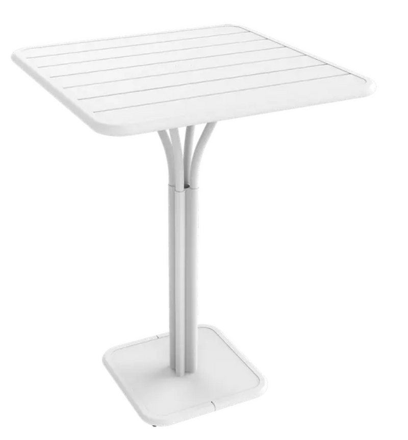 Load image into Gallery viewer, Luxembourg high pedestal metal table by Fermob in cotton white, 80 x 80 cm for outdoor patio or garden use.
