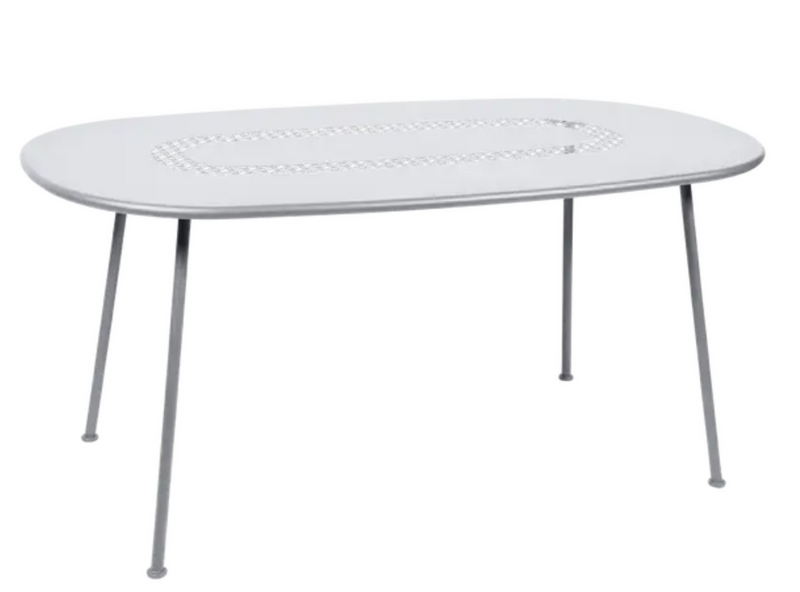 Load image into Gallery viewer, Fermob Lorette oval metal outdoor dining table in white, 160 x 90 cm, suitable for patio or garden dining areas

