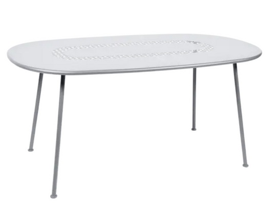 Fermob Lorette oval metal outdoor dining table in white, 160 x 90 cm, suitable for patio or garden dining areas