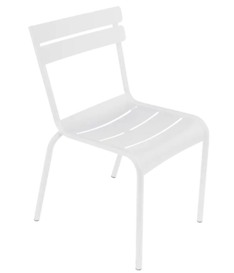 Load image into Gallery viewer, White Fermob Luxembourg armchair, cotton-colored metal stackable chair ideal for indoor and outdoor use.

