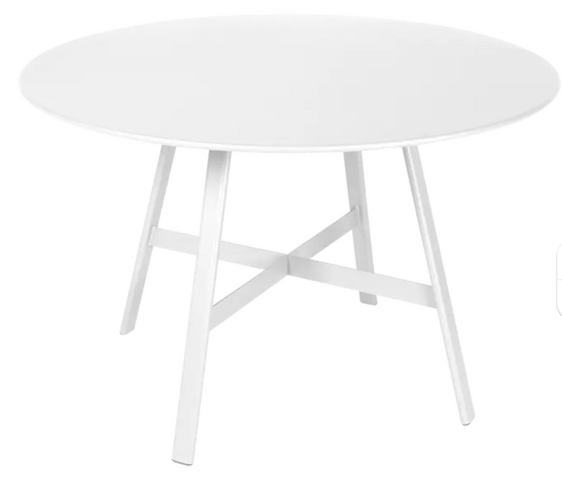 Load image into Gallery viewer, Fermob SO'O oval oak table with 117cm diameter, white cotton finish, ideal for restaurant or hotel dining spaces.
