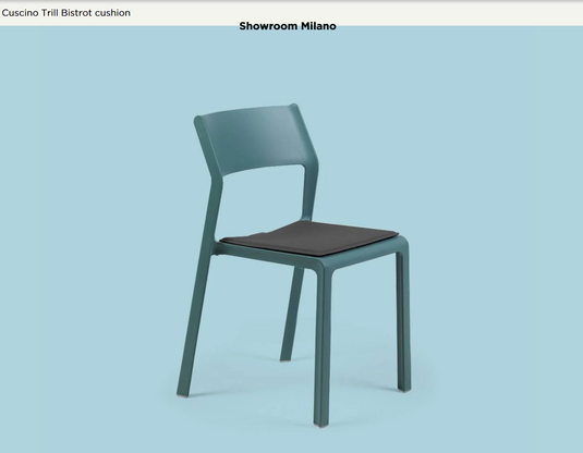 Nardi Trill Bistrot cushion on outdoor patio chair, showcasing comfortable fabric seat for Nardi Trill Bistrot furniture.