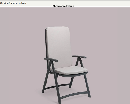 Nardi Darsena armchair cushion with beige fabric and decorative piping, designed for outdoor seating comfort.