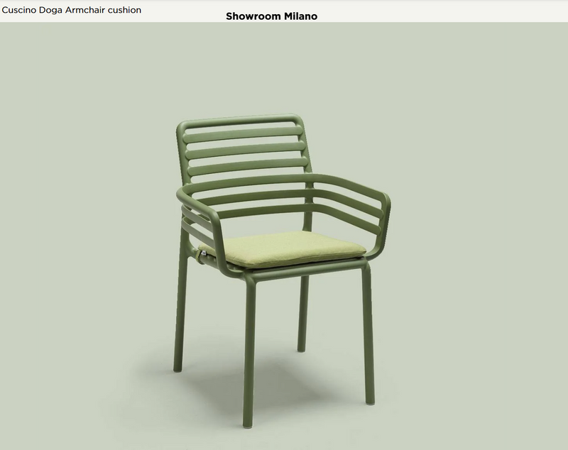 Load image into Gallery viewer, Nardi Doga armchair cushion with soft, beige fabric, designed for comfort and style on outdoor or indoor chairs.
