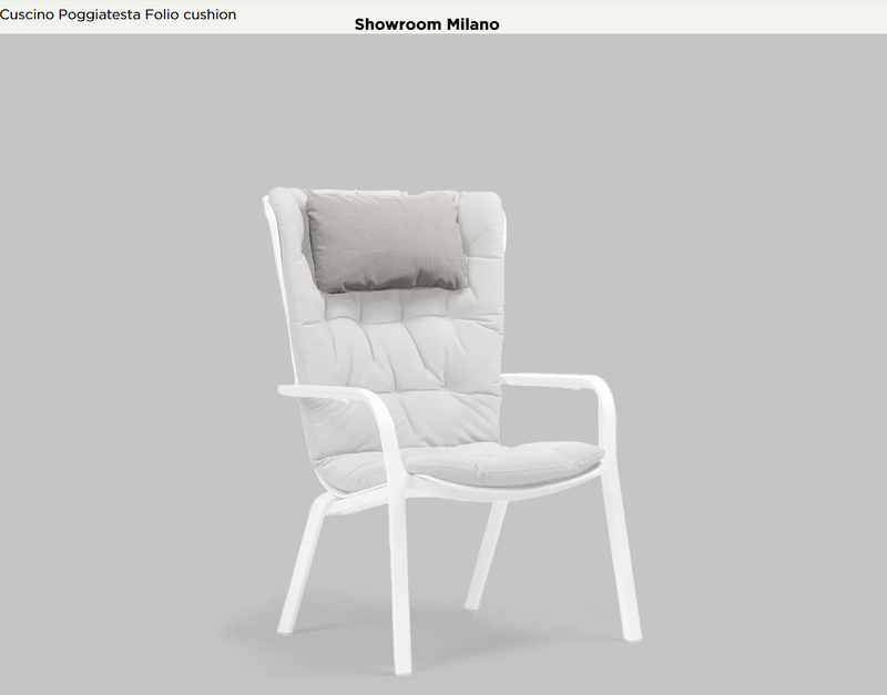 Load image into Gallery viewer, Nardi Folio Headrest Cushion attached to a chair, soft fabric with Nardi branding, designed for comfortable support and style.
