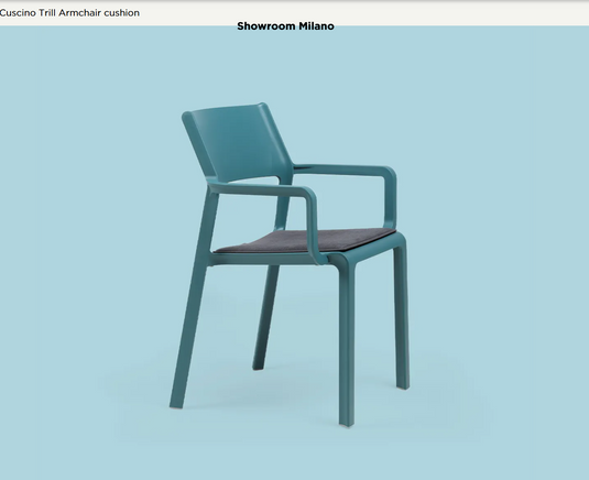 Nardi Trill armchair cushion with vibrant outdoor fabric, designed for comfortable patio furniture seating.