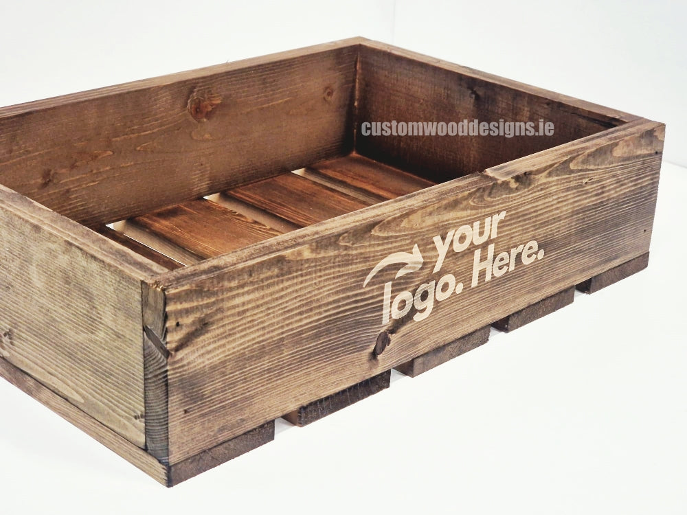 Dark Pine Crate-Style Counter Display – Custom Wood Designs