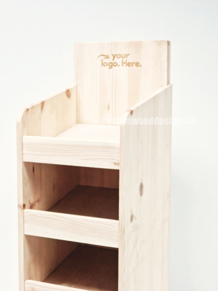 Load image into Gallery viewer, Natural Pine Four-Shelf Compact Countertop Display - Custom Wood Designs
