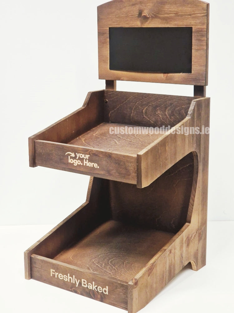 Load image into Gallery viewer, Dark Pine Two-Tiered Countertop Display for Baked Goods - Custom Wood Designs
