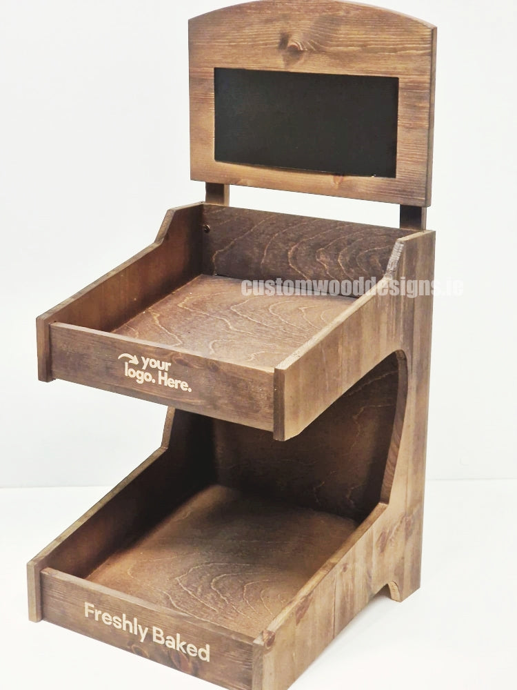 Load image into Gallery viewer, Dark Pine Two-Tiered Countertop Display for Baked Goods - Custom Wood Designs
