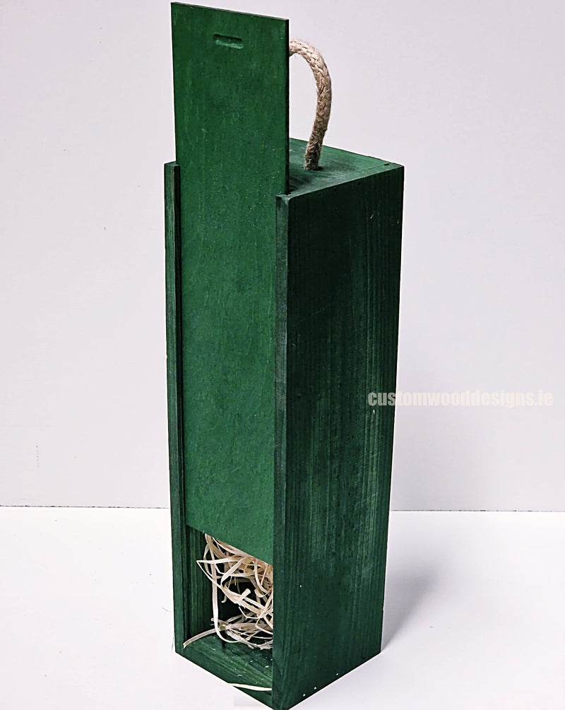 Load image into Gallery viewer, Sliding Lid Bottle Box - Single Green x25 Custom Wood Designs __label: Multibuy Bottle Box Bottle Boxes gift box Gift Boxes Single bottle box wooden Box CustomWoodDesignsIrelandCorporategiftboxesBottleBoxesGiftingboxesforbottleslaserengravedbottleboxespersonalisedbottleboxesCorporateboxesrust_ceec7852-8d98-4721-8863-2cec38dd0f71
