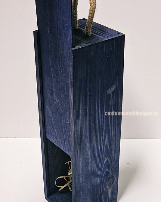 Sliding Lid Bottle Box - Single Blue x25 Bottle box Custom Wood Designs __label: Multibuy Bottle Boxes corporate gift gift box Gift Boxes irisg gift wooden Box CustomWoodDesignsIrelandCorporategiftboxesBottleBoxesGiftingboxesforbottleslaserengravedbottleboxespersonalisedbottleboxesCorporateboxesrusti_6_397e4bc5-49c9-4f81-814d-fbee0e186971