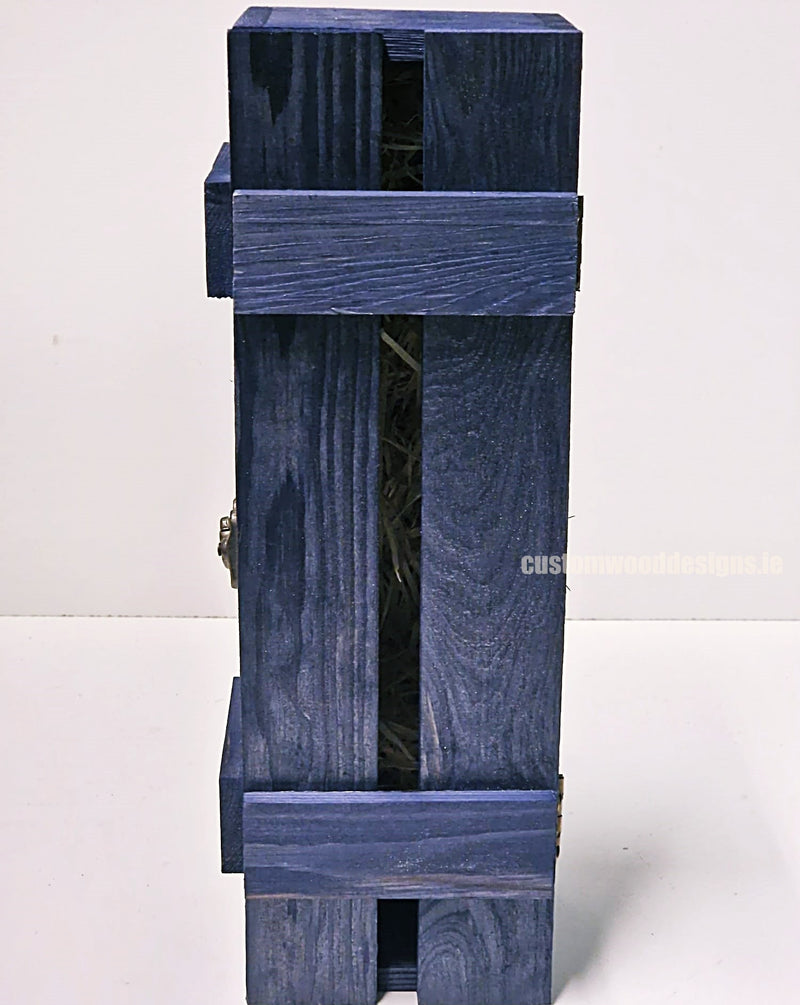 Load image into Gallery viewer, Rustic Bottle Box - Blue Single x 25 Bottle box Custom Wood Designs __label: Multibuy CustomWoodDesignsIrelandCorporategiftboxesBottleBoxesGiftingboxesforbottleslaserengravedbottleboxespersonalisedbottleboxesCorporateboxesrusticboxwinebox_11_ef8fef05-d0e8-4416-9787-58c41c147b8f
