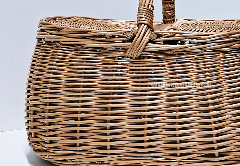 Load image into Gallery viewer, 10 x Oval Picnic Basket - 30hx38x24cm Custom Wood Designs __label: Multibuy CustomWoodDesignsIrelandIrishsuppliuerofWickerbasketsnaturalwickerbasketsPolywickebasketscorporategiftingbasketsretaildisplaybasketsdisplaybasketsgifting_14_a8991e3f-6875-4638-92f7-19
