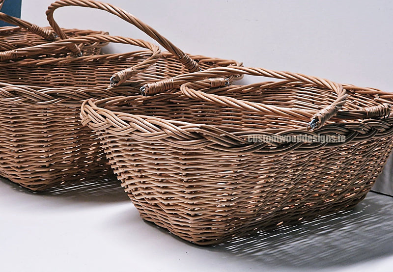 Load image into Gallery viewer, 10 x Market/Shop Basket - 16hx43x33 Custom Wood Designs __label: Multibuy CustomWoodDesignsIrelandIrishsuppliuerofWickerbasketsnaturalwickerbasketsPolywickebasketscorporategiftingbasketsretaildisplaybasketsdisplaybasketsgifting_23_b8be2cde-e8ff-42fa-b25f-d8a31164e673
