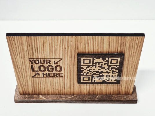 QR Display Stands A5 (Light Oak) 10-1000 Custom Wood Designs CustomWoodDesignsIrelandWoodenQRCodesSustainableQRCodesLaserEngravedQRCodesHospitali_1