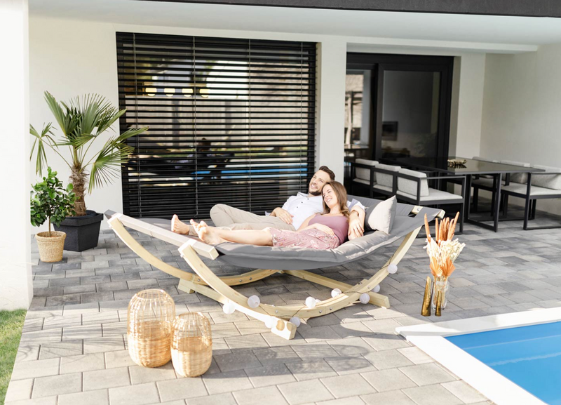 Load image into Gallery viewer, Lounge Bed – XXL Floating Garden Lounger with FSC® Wooden Frame - Custom Wood Designs Lounge Bed – XXL Floating Garden Lounger with FSC® Wooden Frame made from [material] –  [use_case] | Custom Wood Designs
