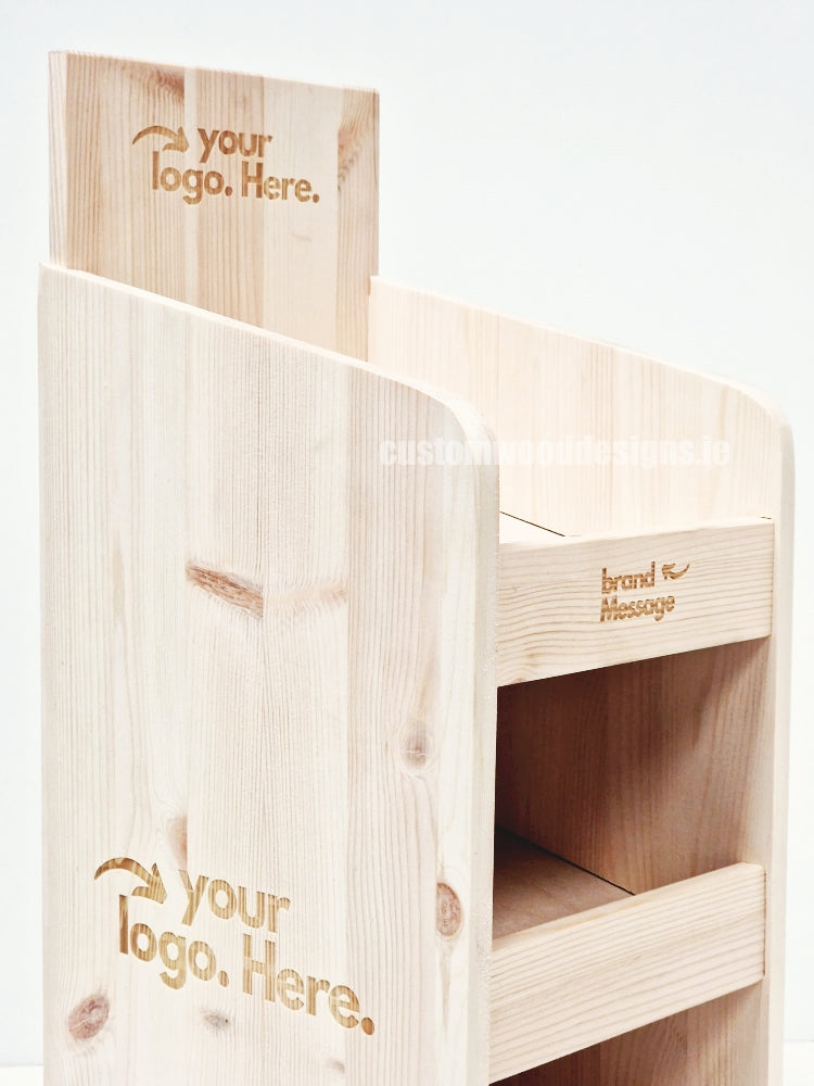 Load image into Gallery viewer, Natural Pine Three-Shelf Compact Countertop Display - Custom Wood Designs
