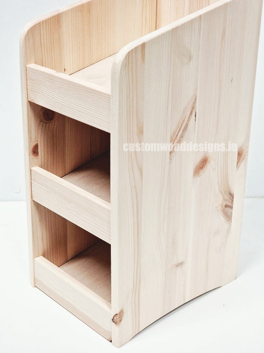 Natural Pine Three-Shelf Compact Countertop Display - Custom Wood Designs