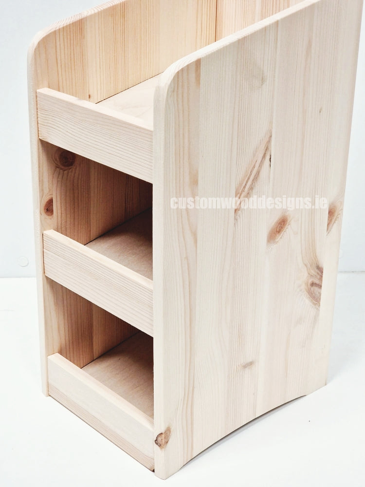 Load image into Gallery viewer, Natural Pine Three-Shelf Compact Countertop Display - Custom Wood Designs
