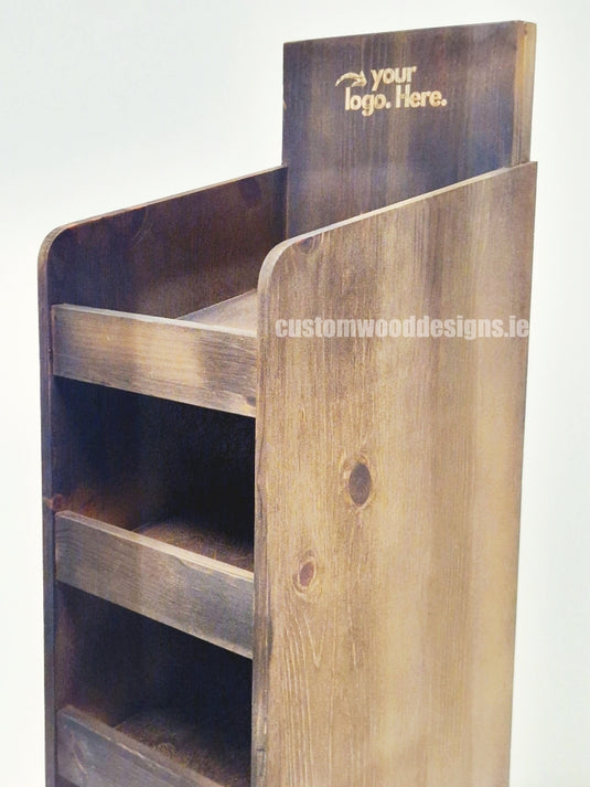 Dark Pine Four-Shelf Compact Countertop Display - Custom Wood Designs