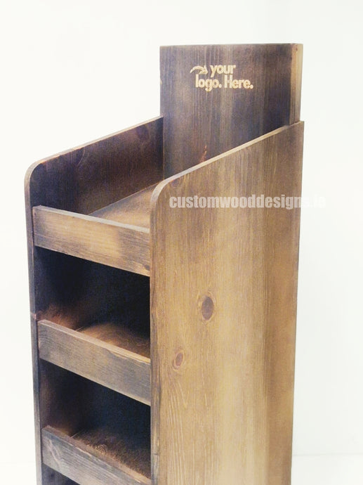 Dark Pine Four-Shelf Compact Countertop Display - Custom Wood Designs