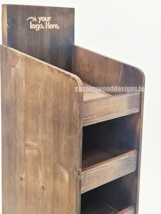 Dark Pine Four-Shelf Compact Countertop Display - Custom Wood Designs