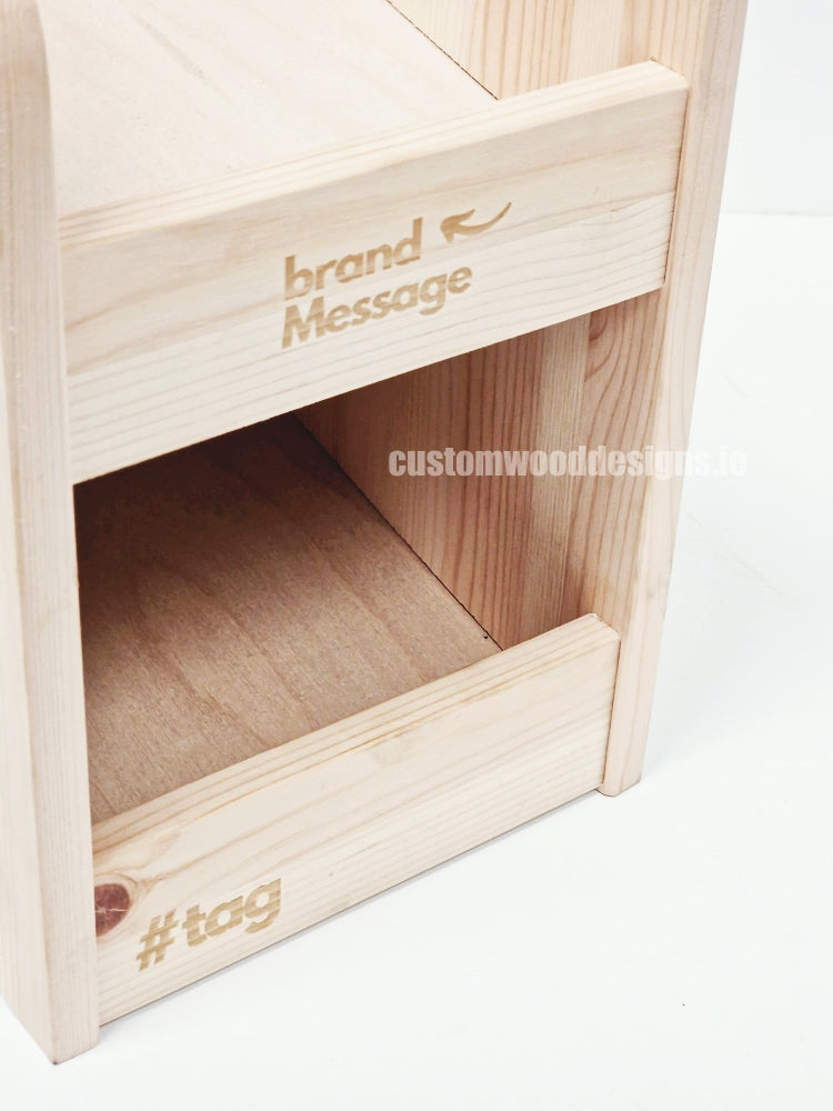 Load image into Gallery viewer, Natural Pine Two-Tier Compact Countertop Display - Custom Wood Designs
