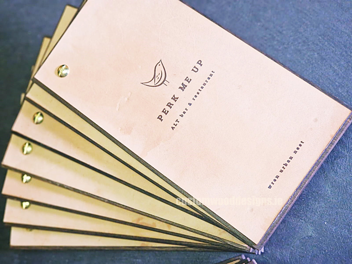 A4 Set of 20 Wood Menus in a box | Custom Wood Designs
