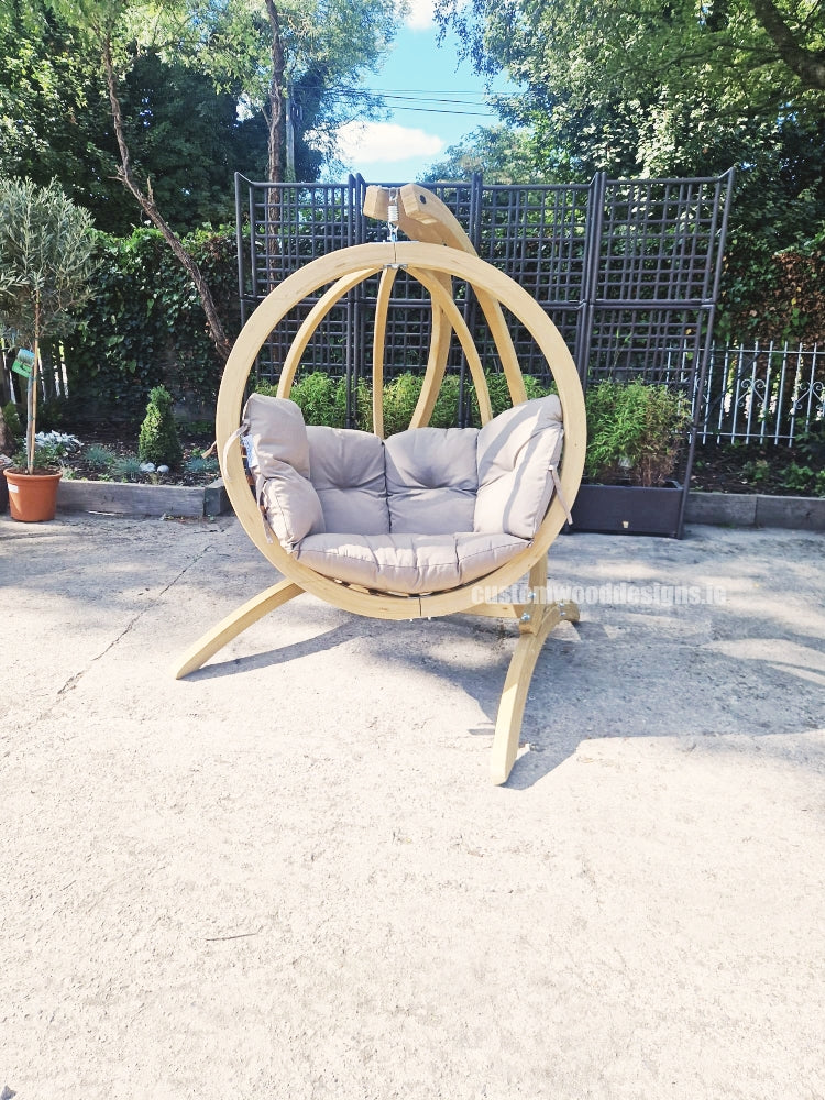 Load image into Gallery viewer, Globe Wood Hanging Chair &amp; Stand Set
