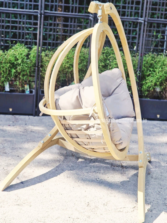 Globe Wood Hanging Chair & Stand Set